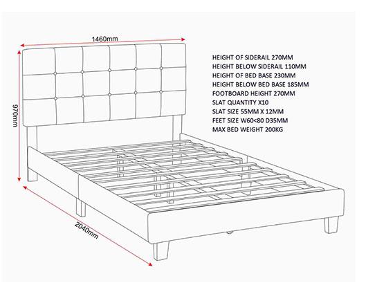 ARRAN 4'6" BED - GREY FABRIC