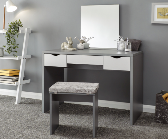 Elizabeth Dressing Table Set- Grey & White