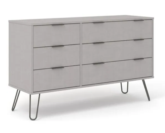 Augusta Grey 3+3 Wide Chest of Drawers