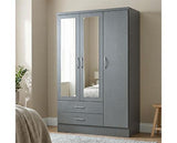 NEVADA 3 DOOR 2 DRAWER WARDROBE - 3D EFFECT GREY