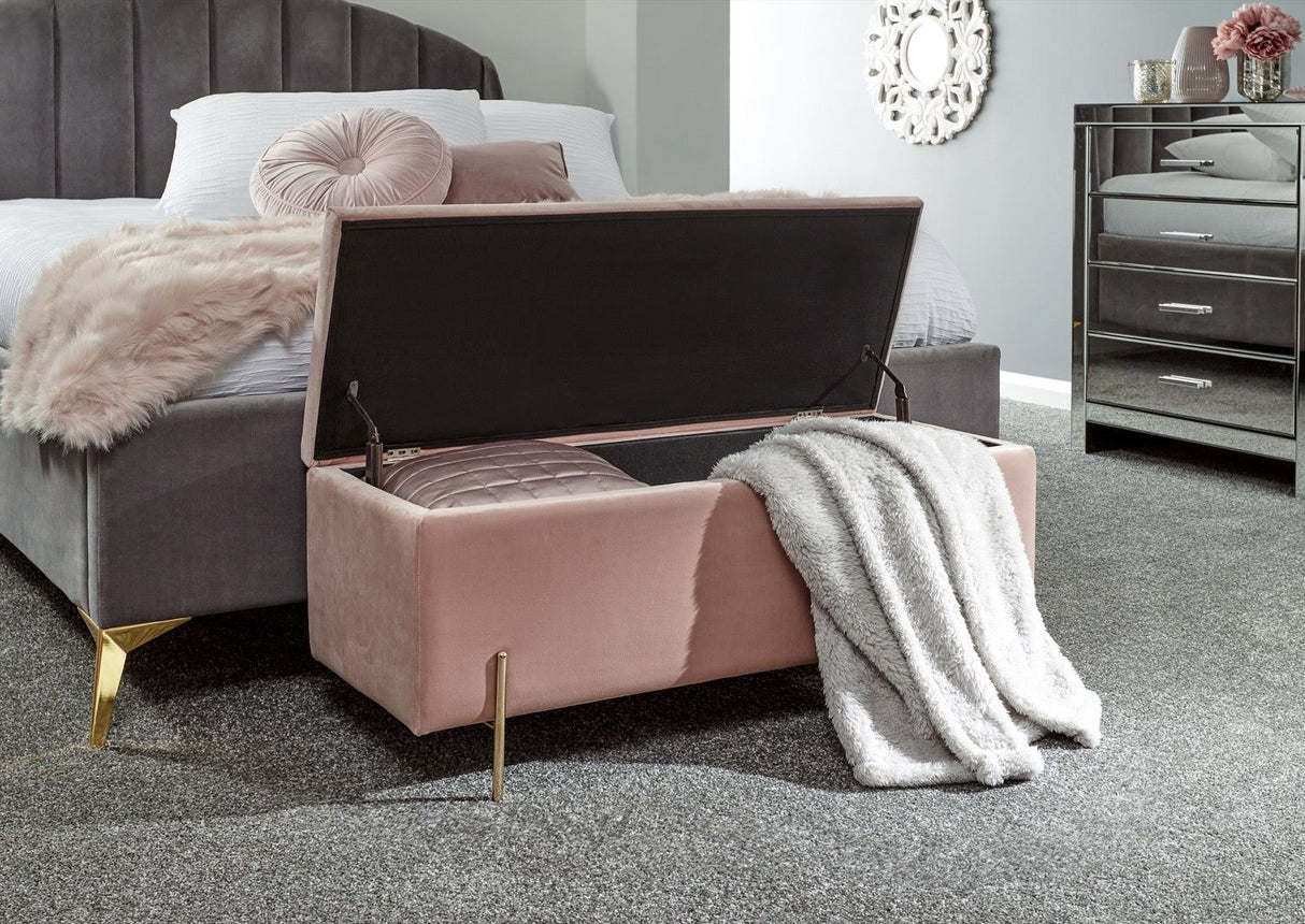 Melta Ottoman Storage Bench- Pink