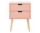 Nessi Single 2 Drawer Bedside- Coral Pink