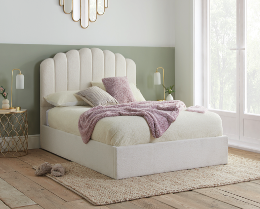 Monaco Fabric Ottoman King Bed - White