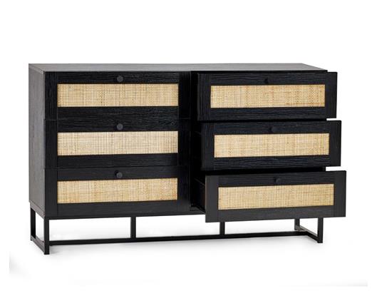 Petra 6 Drawer Chest - Black