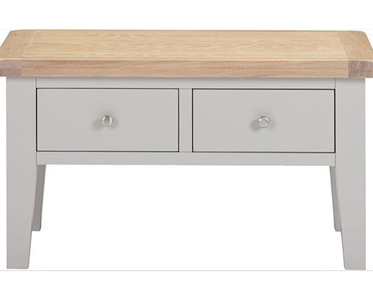 WINDSOR 2 DRAWER COFFEE TABLE - PEBBLE GREY/OAK