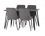 MARLOW & AVERY DINING SET (X4 CHAIRS) - BLACK MARBLE/GREY VELVET