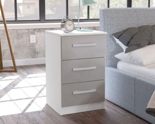 Larz 3 Drawer Bedside-White & Grey