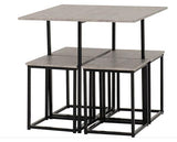 KENT 1+4 STOWAWAY DINING SET - STONE EFFECT/BLACK