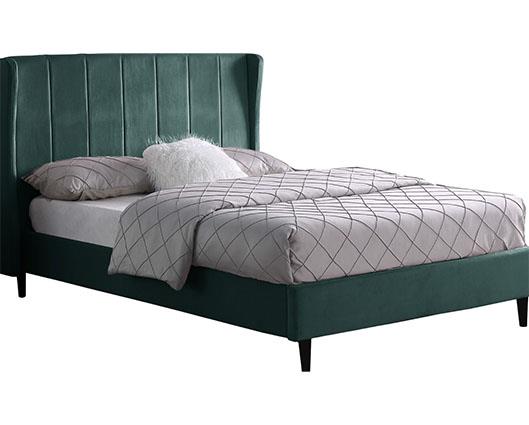 AMELIA 5' BED - GREEN VELVET FABRIC
