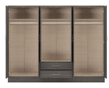 NEVADA 6 DOOR 2 DRAWER WARDROBE - BLACK WOOD GRAIN