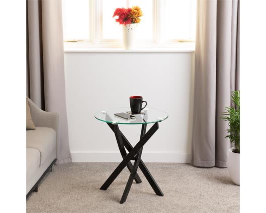 SHELDON SIDE TABLE - CLEAR GLASS/BLACK