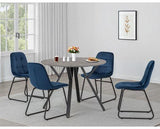 ATHENS ROUND & LUKAS DINING SET (X4 CHAIRS) - CONCRETE/EMERALD GREEN VELVET