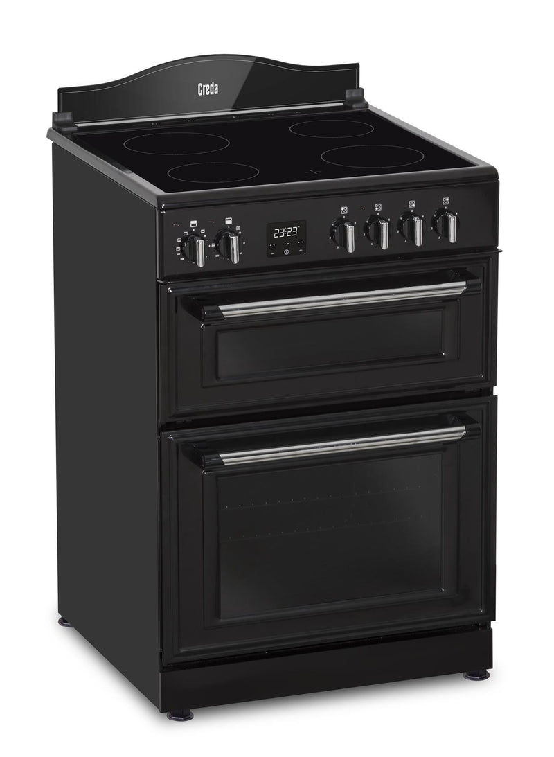 C60CMRBL Creda Mini Range Black 60cm Ceramic Double
