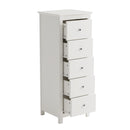 Nairn White 5 drawer narrow chest of drawers
