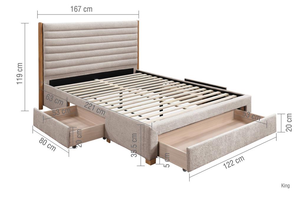 Arabella Double Bed - Grey