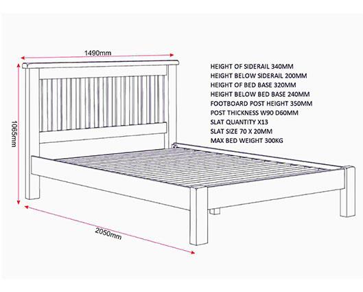 WINDSOR 4'6" LOW END BED - IVORY/OAK