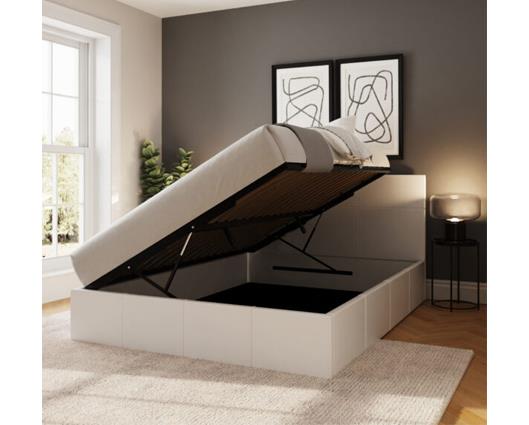 Serena King Side Lift Ottoman Bed-White