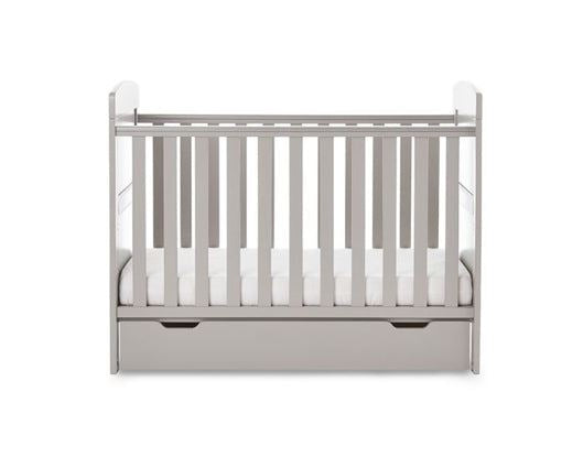 Grace Mini Cot Bed, Under Drawer + Fibre Mattress - Warm Grey