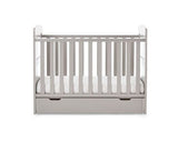 Grace Mini Cot Bed, Under Drawer + Fibre Mattress - Warm Grey