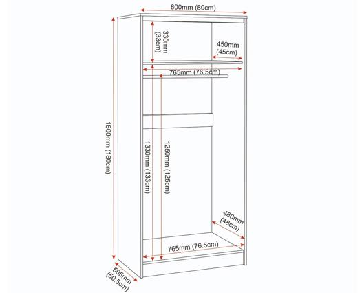 MALVERN 2 DOOR WARDROBE - URBAN SNOW