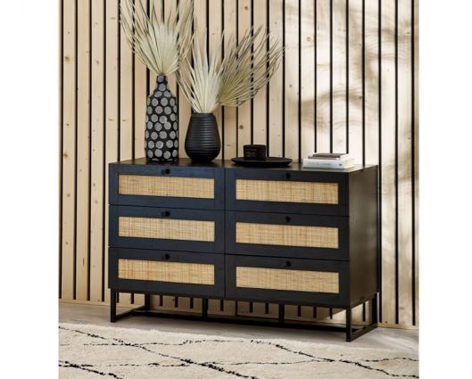 Petra 6 Drawer Chest - Black