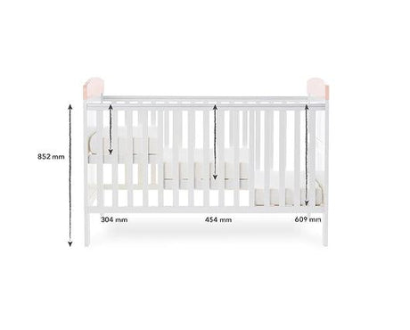 Grace Inspire Cot Bed + Fibre Mattress - Water Colour Rabbit Pink