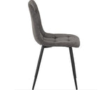 FENTON DINING SET (X6 CHAIRS) - WHITE/DARK GREY SUEDE FABRIC