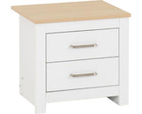 PORTLAND 2 DRAWER BEDSIDE - WHITE/OAK EFFECT
