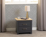 PORTLAND 2 DRAWER BEDSIDE - GREY/OAK EFFECT