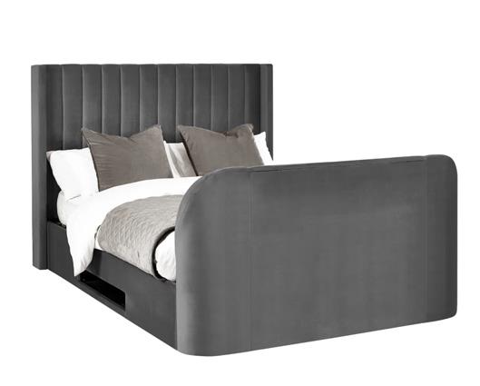 Clara Side Lift Ottoman TV Bed Dark Grey - King