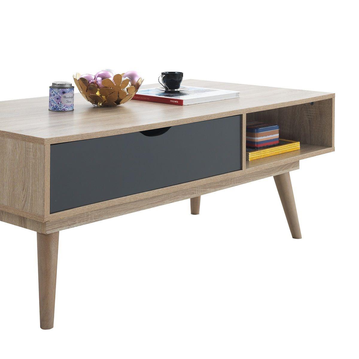 Culton Black & White 1 Drawer Coffee Table