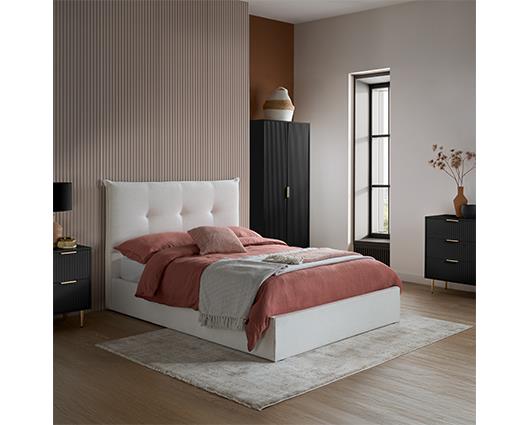 Zara 2 Drawer Fluted Bedside - Black