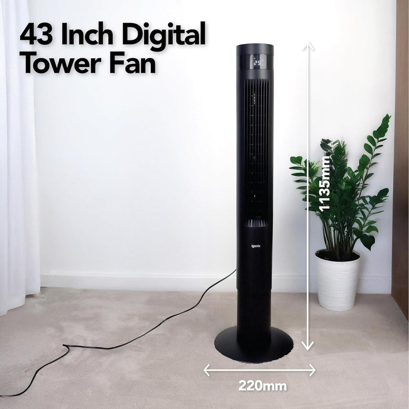 Igenix 43" Digital Tower Fan - Black