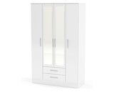 Larz 4 Door 2 Drawer Wardrobe With Mirror-White