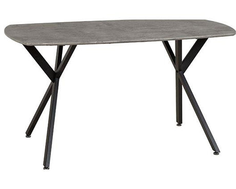 ATHENS RECT & AVERY DINING SET (X4 CHAIRS) - CONCRETE/SAPPHIRE BLUE VELVET