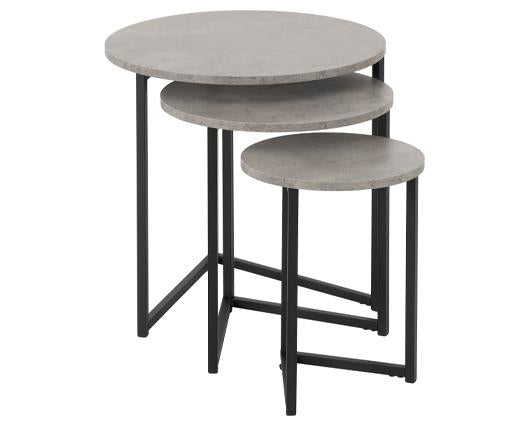 ATHENS ROUND 3PC NEST OF TABLES - CONCRETE EFFECT