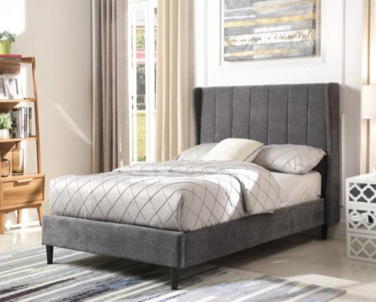 Arctic King Size Bed - Dark Grey Fabric