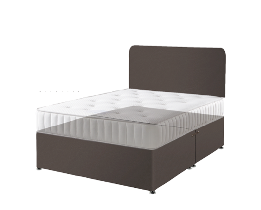 Faux Leather Divan Base Brown- King