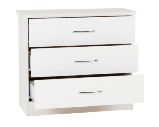 Neptune 3 Drawer Chest - White Gloss