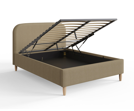 Finlee Boucle Ottoman King Bed- Natural Mushroom