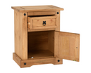 Corona 1 Drawer 1 Door Bedside Cabinet - Distressed Waxed Pine