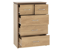 Cordell 3+2 Drawer Chest - Oak Effect Veneer with Walnut Trim
