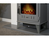 Hugo Fireplace Suite 39inch - White/Grey With Electric Stove - Grey Enamel