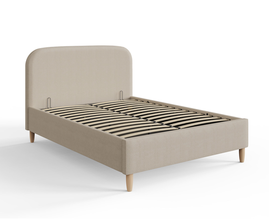 Finlee Boucle Ottoman King Bed- Natural Stone