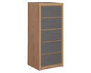 Santos 5 Drawer Narrow Chest - Grey High Gloss/Light Oak Effect Veneer