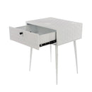 Saturn metal 1 drawer bedside cabinet, white with gold handle