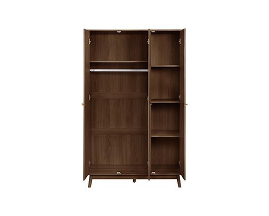 Herringford 3 Door Wardrobe with Mirror - Walnut