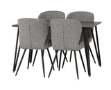 MARLOW & QUEBEC DINING SET (X4 CHAIRS) - BLACK MARBLE/GREY FAUX LEATHER