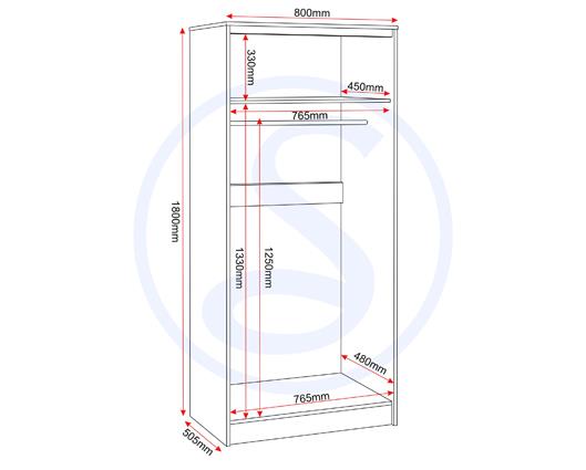 MALVERN 2 DOOR WARDROBE - GREY
