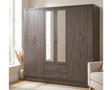 NEVADA 6 DOOR 2 DRAWER WARDROBE - BLACK WOOD GRAIN